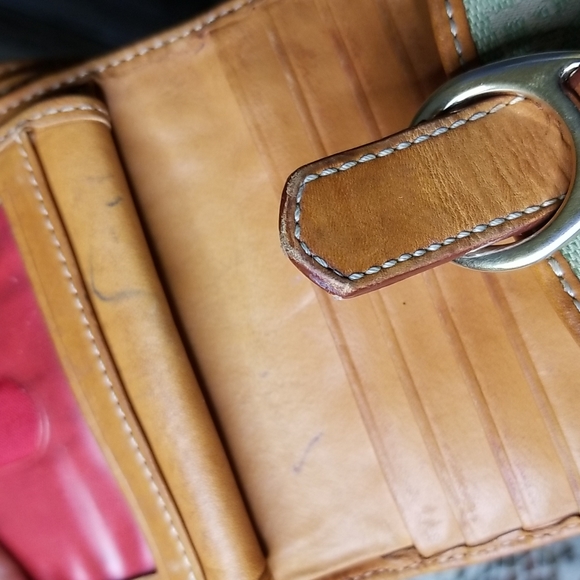 Vintage Dooney&Bourke mint green DB/brown leather wallet - Picture 6 of 8